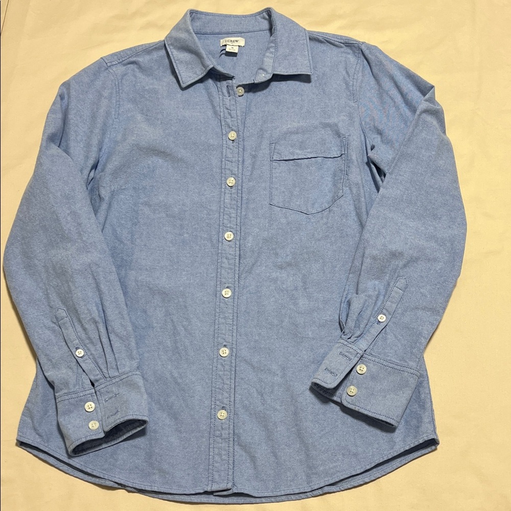 J. Crew Women’s Casual Light Blue Denim Button Down Shirt